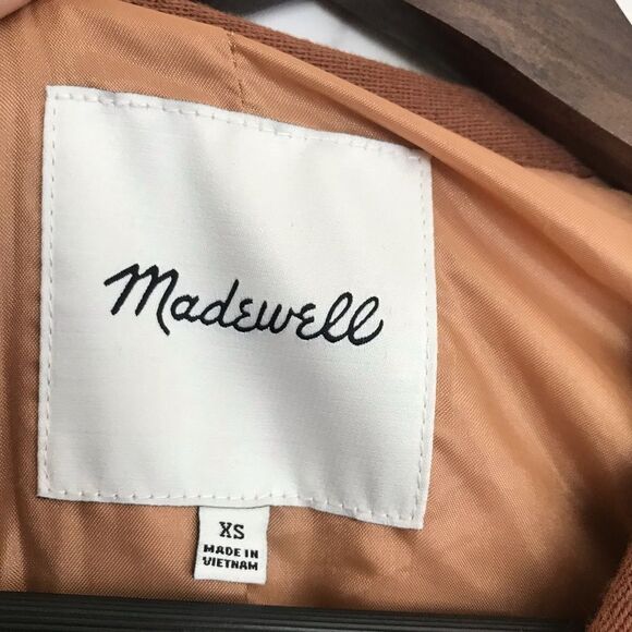 Madewell Colorblock Faux “Mink” Jacket coat tie front fall winter XS brown tan - Picture 7 of 11